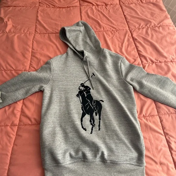 Ralph Lauren Gray Hoodie with Black LogoPullover Great Condition Barley worn